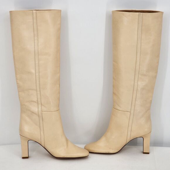 Sandro Jily Smooth Leather Ivory Tall Heeled Boots Size 37 EU NEW - Picture 5 of 16